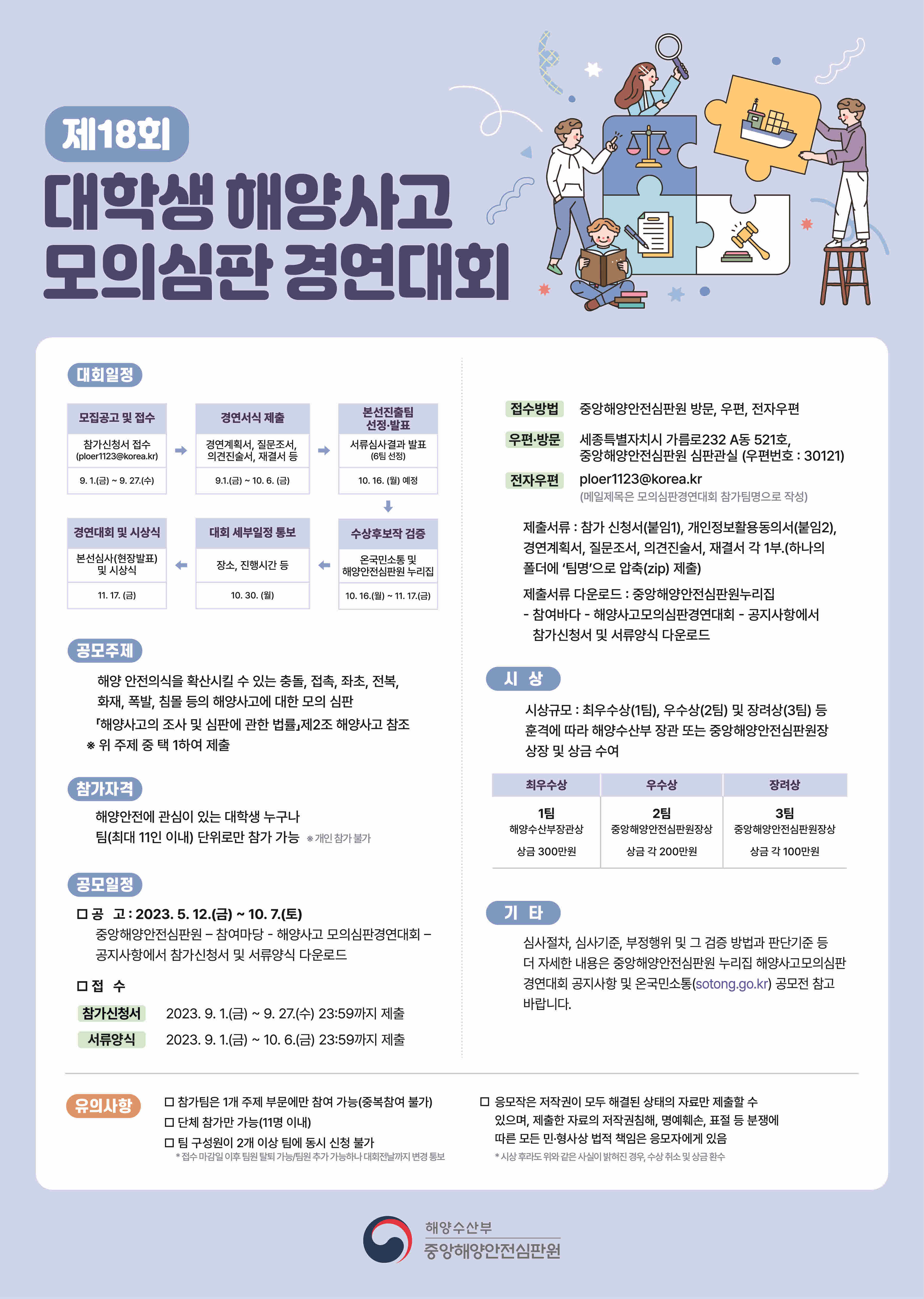 제18회 대학생 해양사고 모의심판경연대회 홍보 포스터